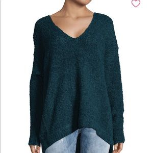 Free People Lofty V-Neck Sweater - Turquoise - S